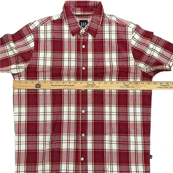 Gap Shirt Men's Large Blue Plaid Button Up Short Sleeve Cotton - Picture 7 of 7